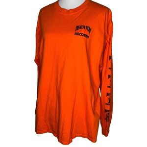 Death Row Records Mens XL Orange Long Sleeve  T-Shirt 91 Back Print Hip Hop